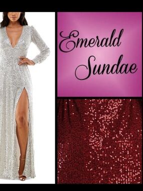 NWT Emerald Sundae Burgundy Sequin Gown